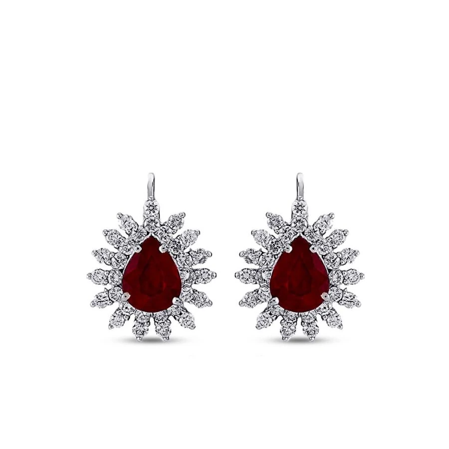 6.14 Carat Diamond Ruby Earrings