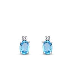1.89 Carat Diamond Blue Topaz Earrings