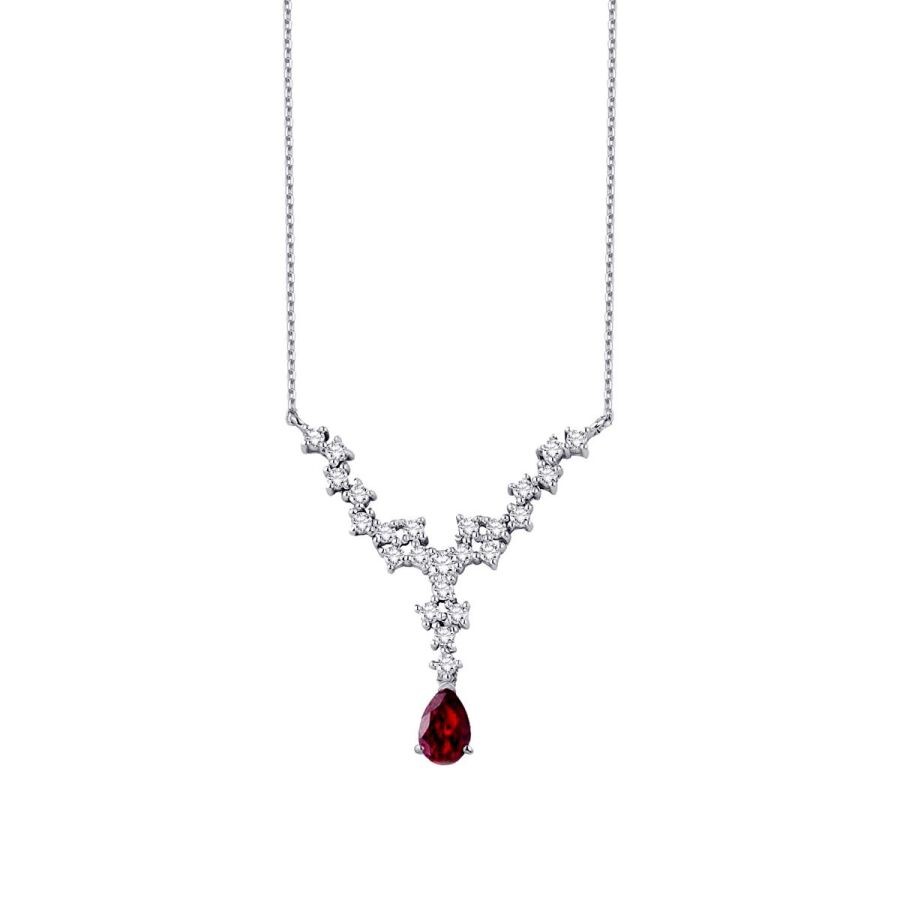 1.03 Carat Diamond Pear Ruby Necklace
