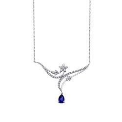 0.86 Carat Diamond Flower Sapphire Necklace