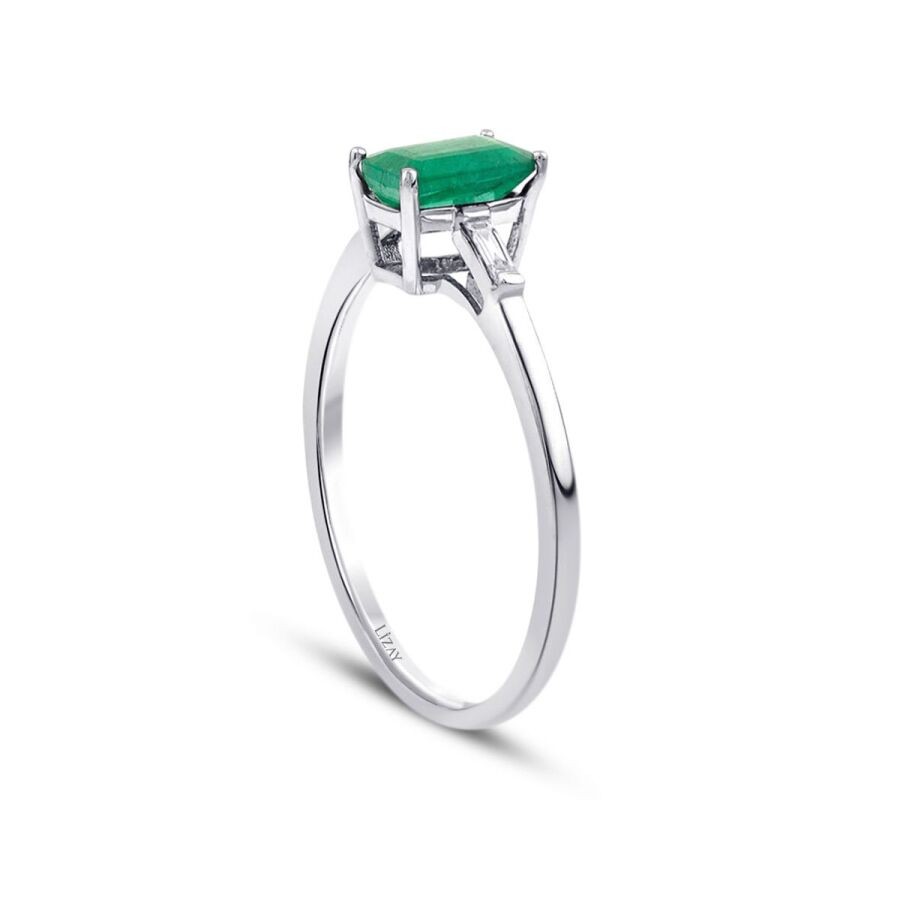 0.74 Carat Diamond Emerald Ring