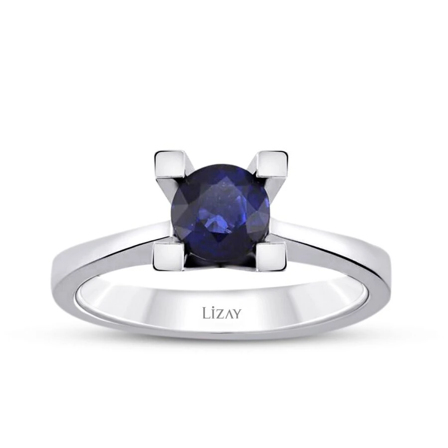 0.58 Carat Round Solitaire Sapphire Engagement Ring