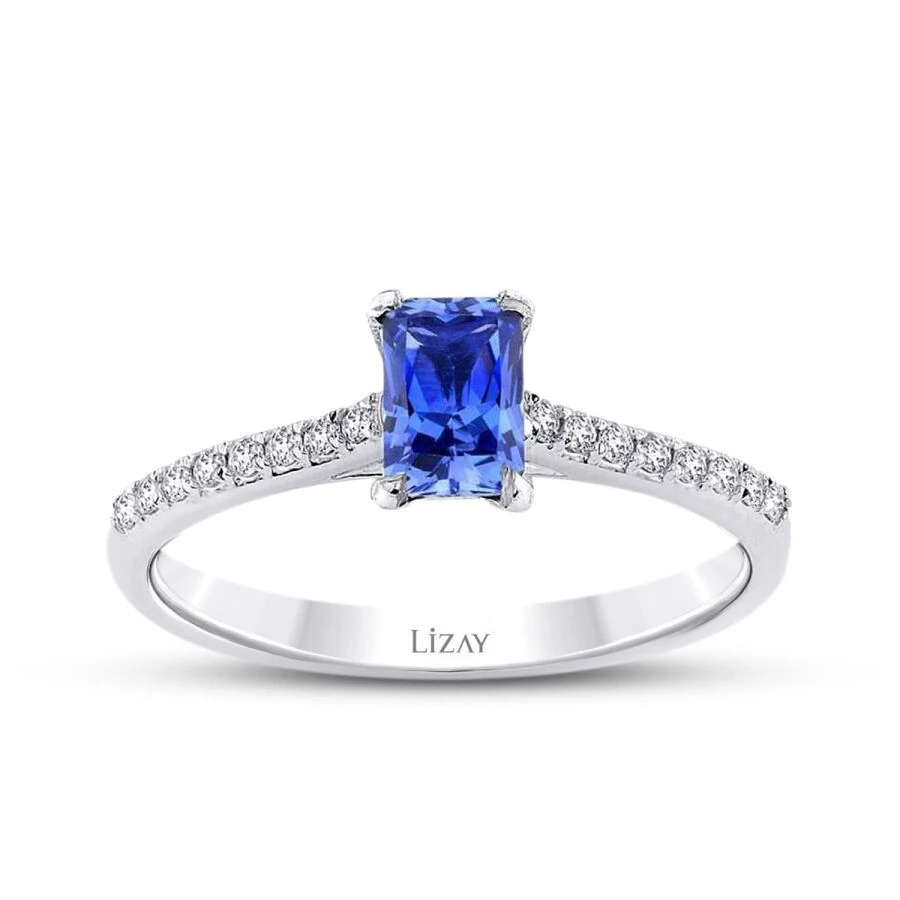 0.84 Carat Diamond Sapphire Ring