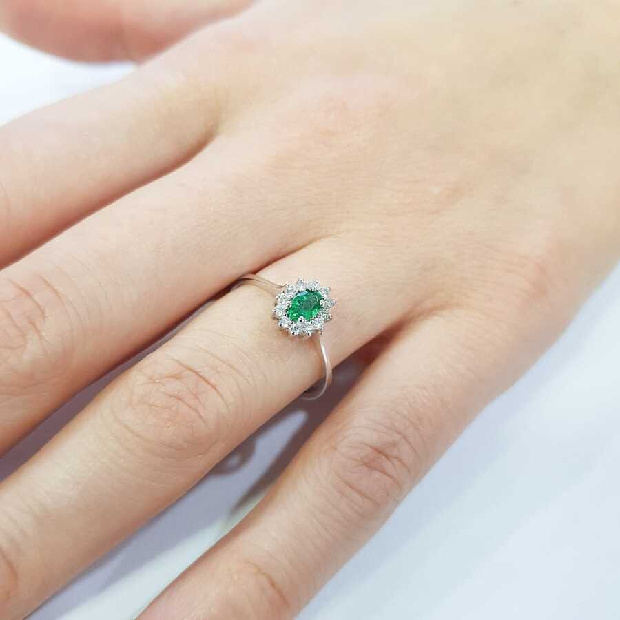 0.35 Carat Diamond Emerald Ring