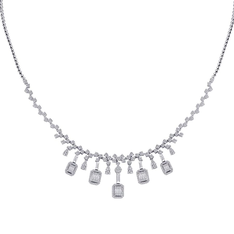 3.27 Carat Diamond Baguette Necklace