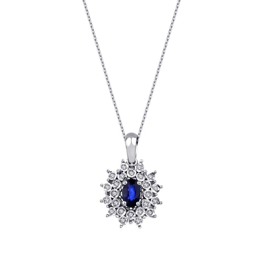 0,48 Karat Diamant Saphir Halskette