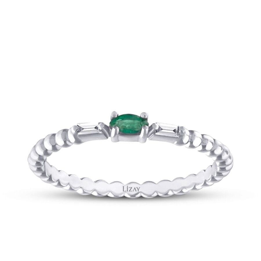 0,13 Karat Diamant Smaragd Ring