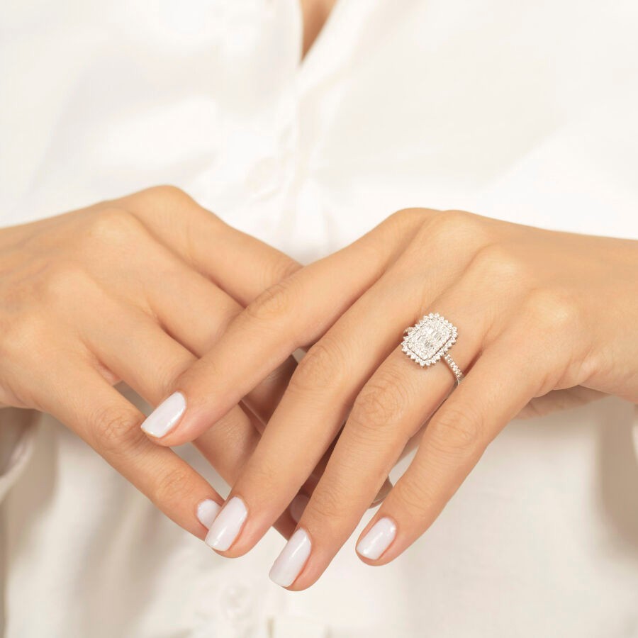 0.79 Carat Diamond Baguette Ring