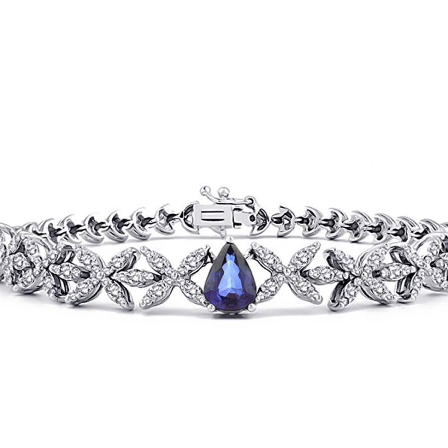 2.74 Carat Diamond Sapphire Bracelet