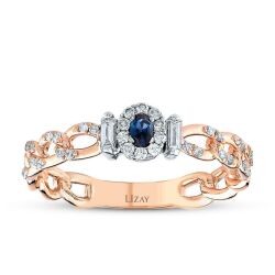 0.28 Carat Diamond Baguette Sapphire Ring