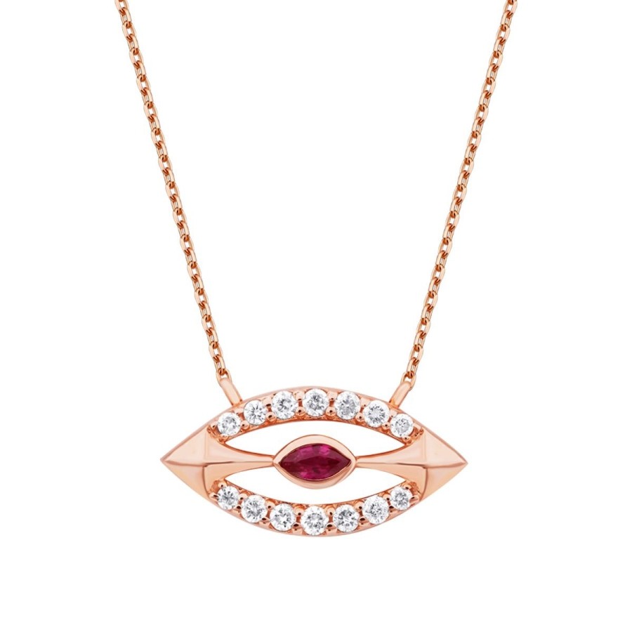 0.31 Carat Diamond Ruby Necklace