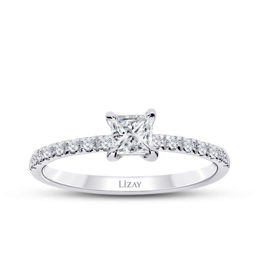 0.45 Carat Diamond Princess Solitaire Engagement Ring