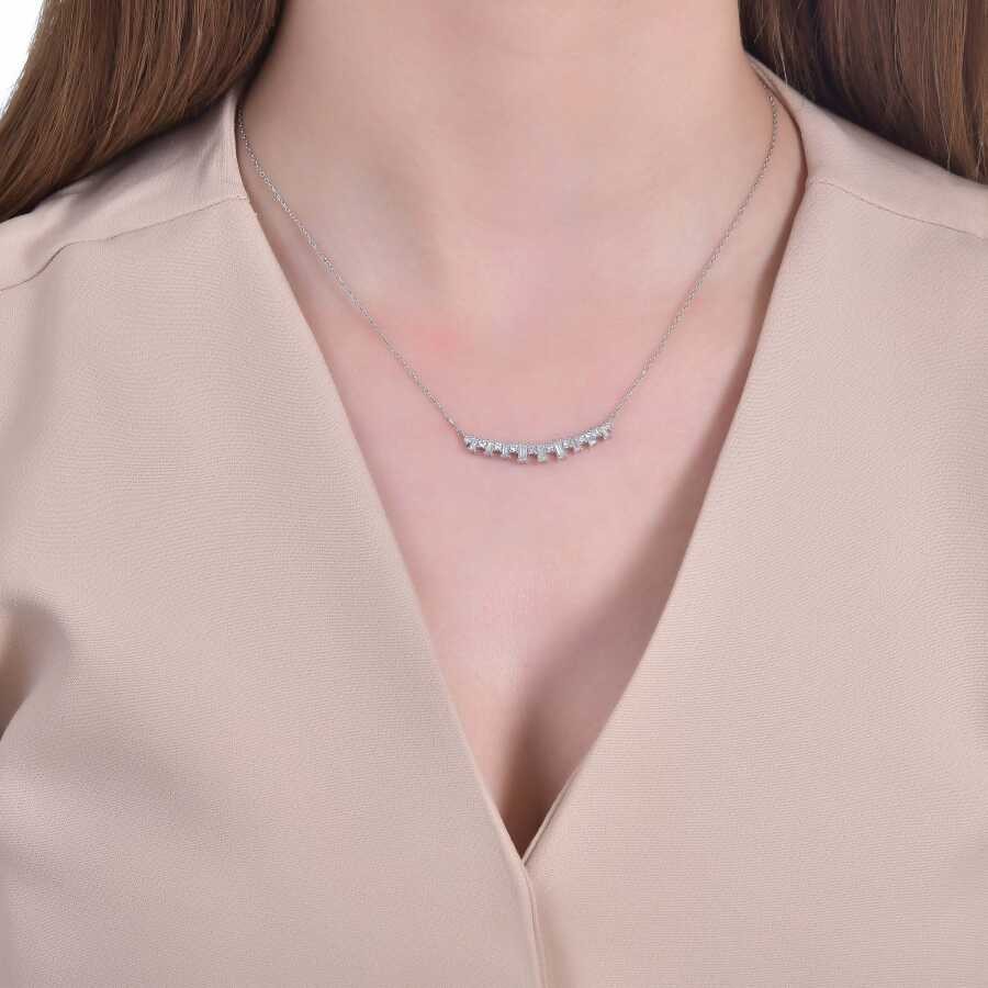 0.72 Carat Diamond Baguette Necklace