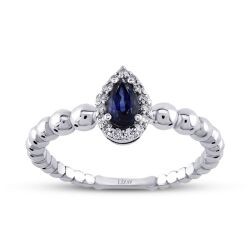 0,43 Karat Diamant Tropfen Saphir Ring