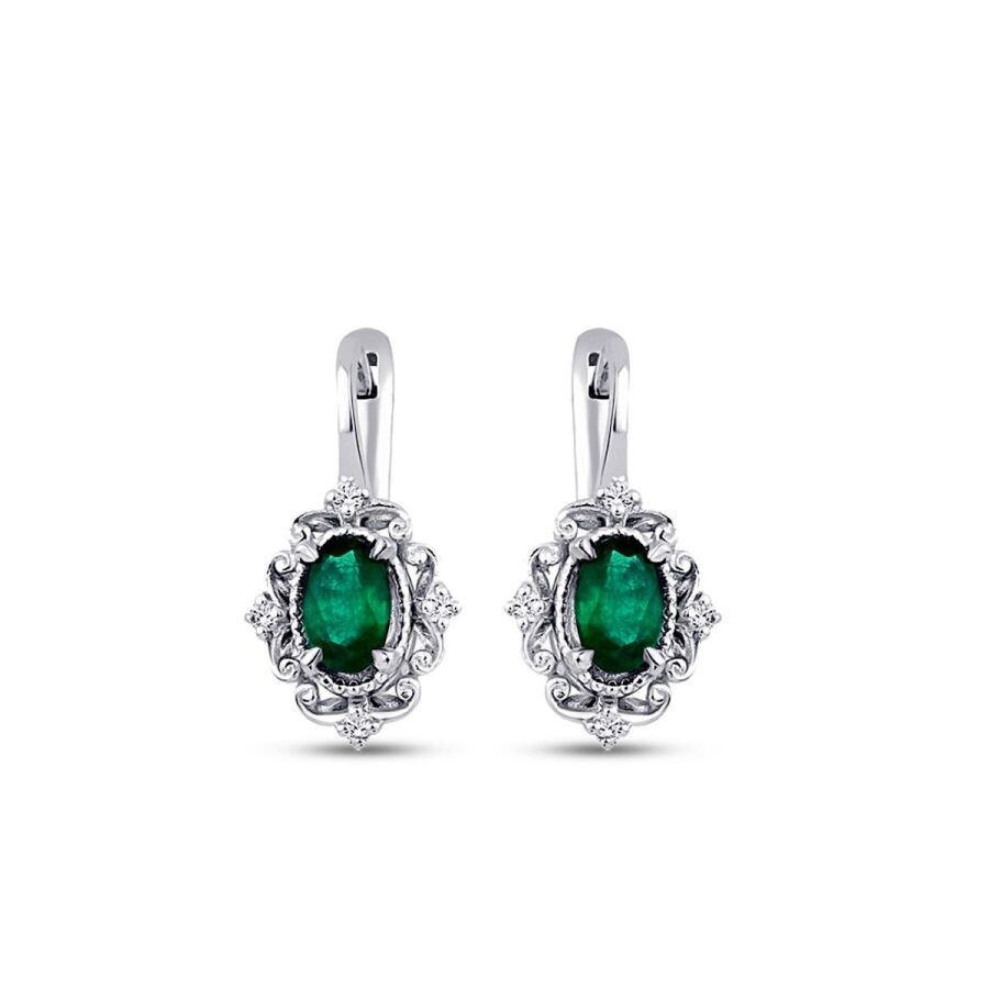 0.85 Carat Diamond Emerald Earrings
