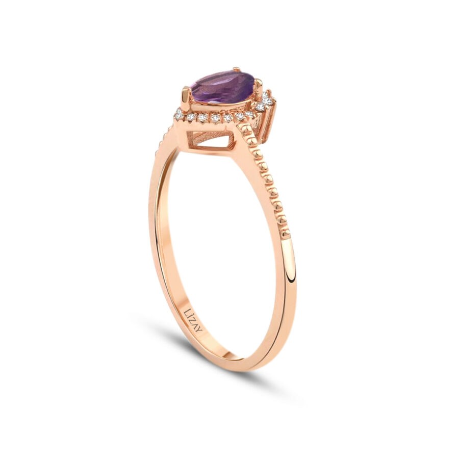 0.43 Carat Diamond Amethyst Ring