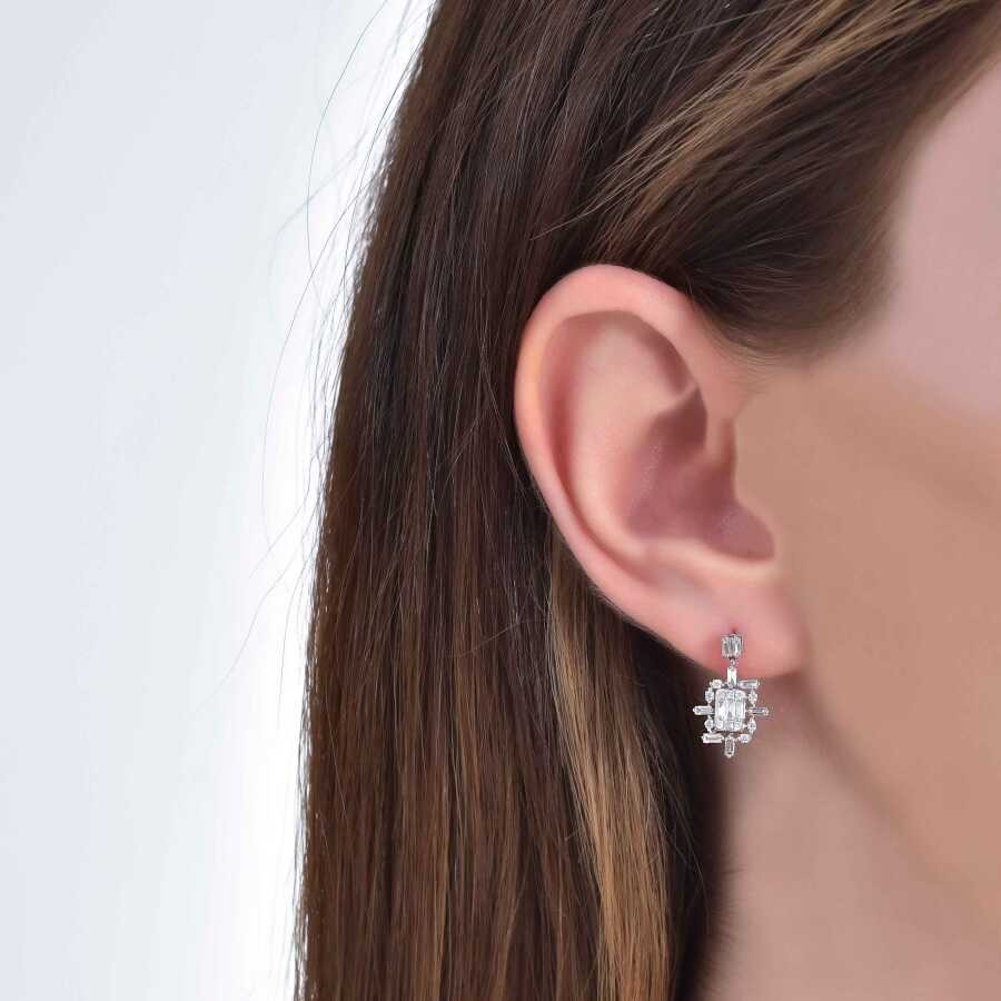 0.57 Carat Diamond Baguette Earrings