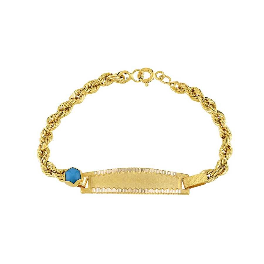 Gold Blue Straw Children Imprint Bracelet Bracelet