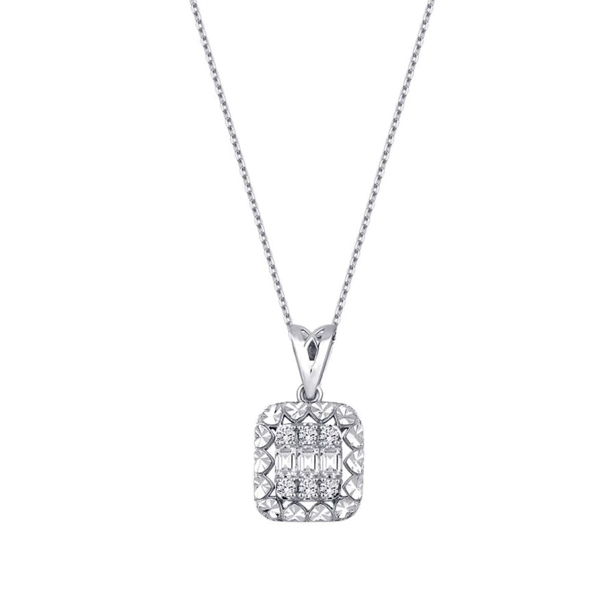 0.19 Carat Diamond Baguette Necklace