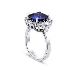 4.16 Carat Diamond Sapphire Ring
