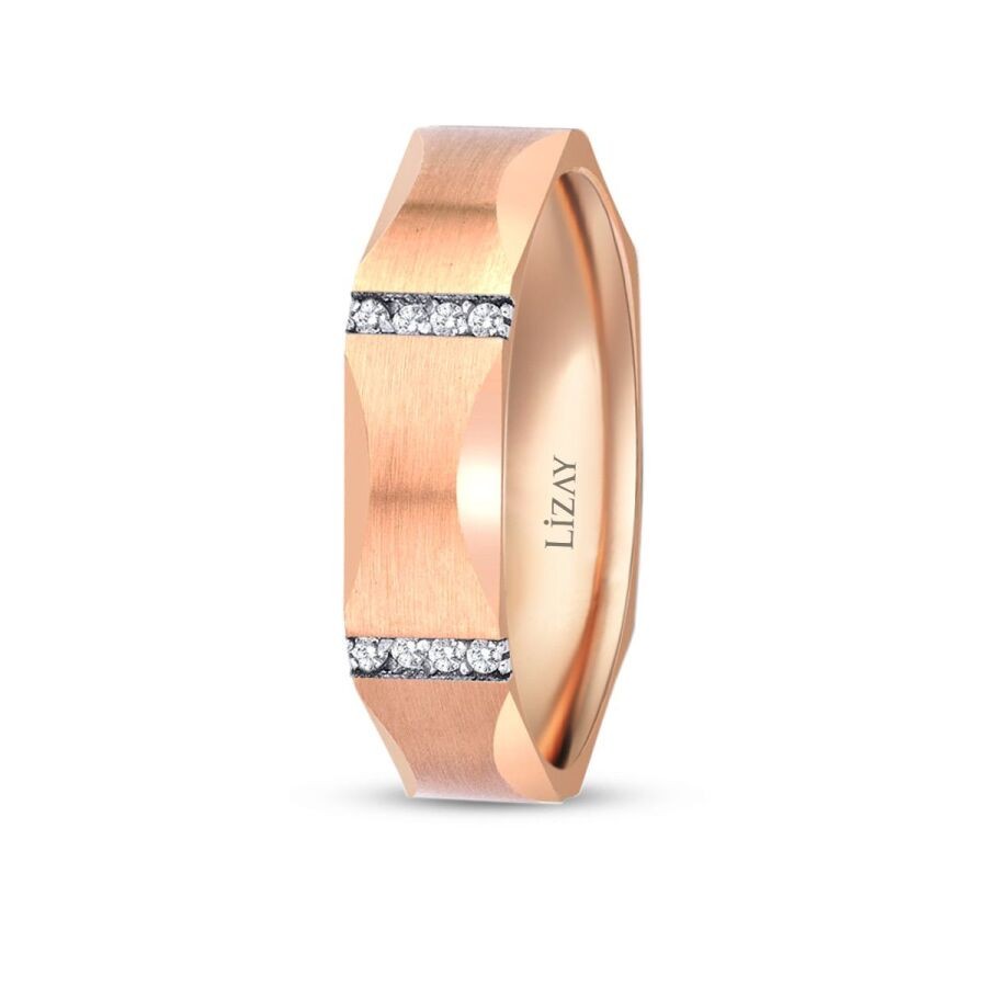 Rose Gold Diagonal Wedding Band