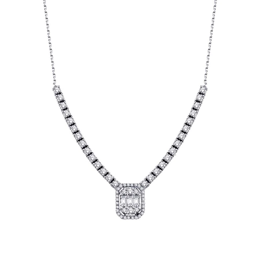 1.02 Carat Diamond Baguette Necklace