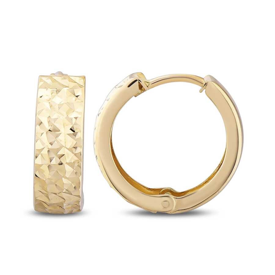 Gold Patterned Hoop Earrings