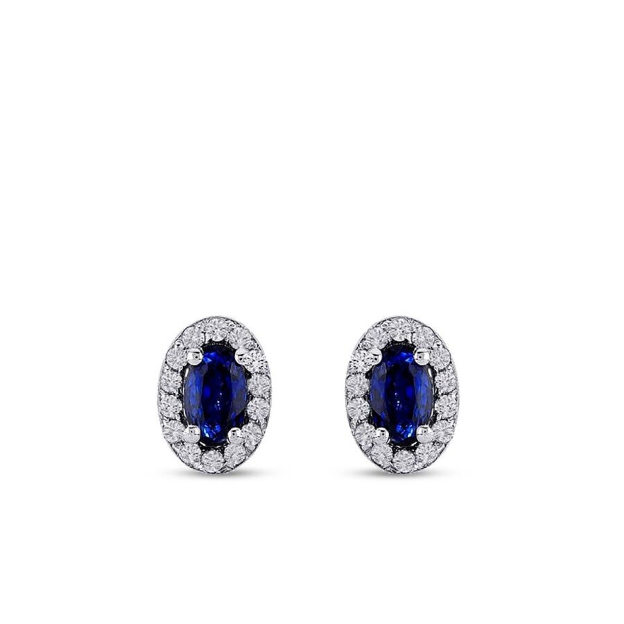 1.19 Carat Diamond Sapphire Earrings