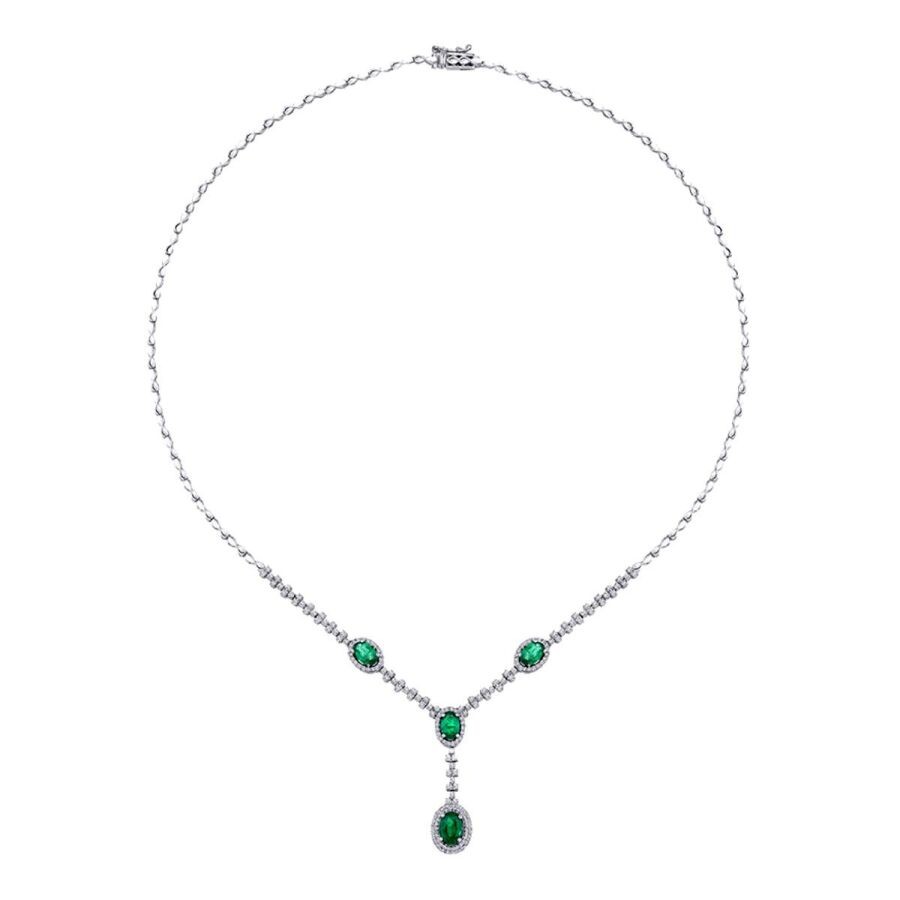 2,84 Karat Diamant Smaragd Halskette
