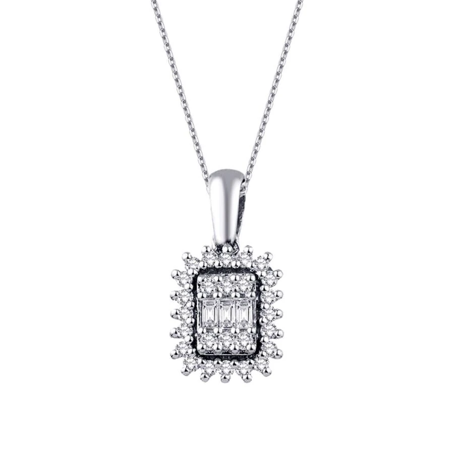 0.21 Carat Diamond Baguette Necklace