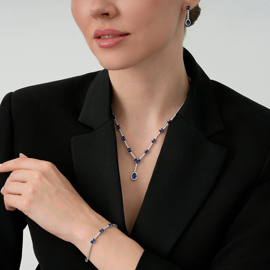 2.82 Carat Diamond Sapphire Earrings