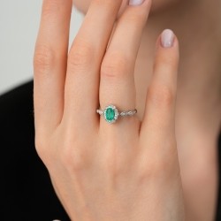 0,47 Karat Diamant Smaragd Ring