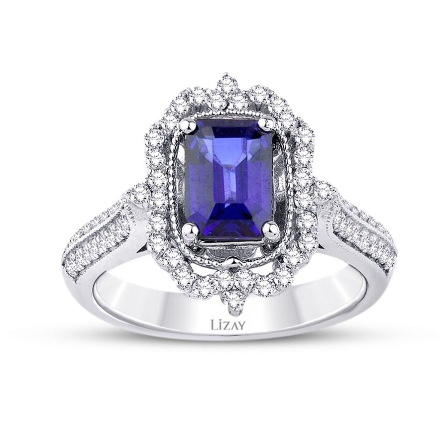1.71 Carat Diamond Sapphire Ring