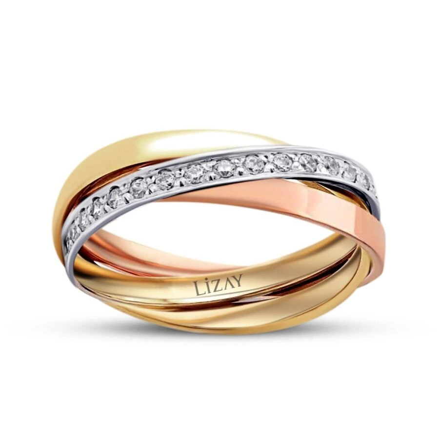 Gold Three-Tone Wedding Band