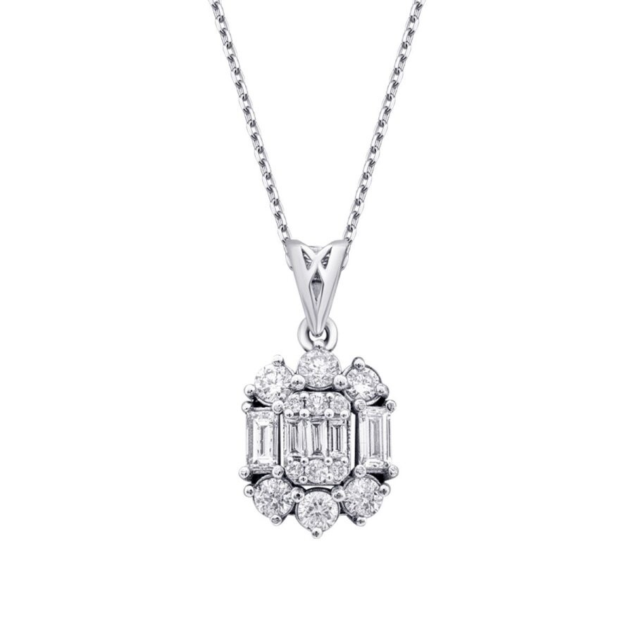0.49 Carat Diamond Baguette Necklace