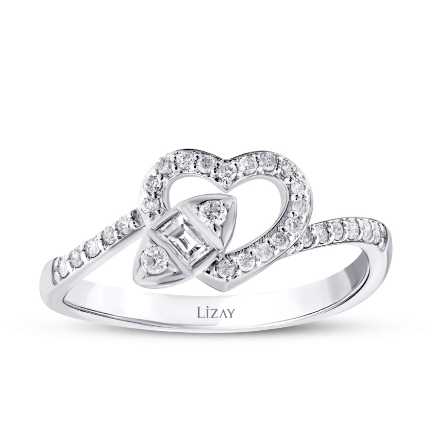 0.26 Carat Diamond Baguette Heart Ring