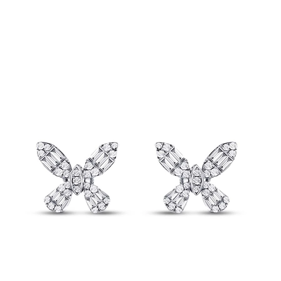 0.56 Carat Diamond Butterfly Baguette Earrings