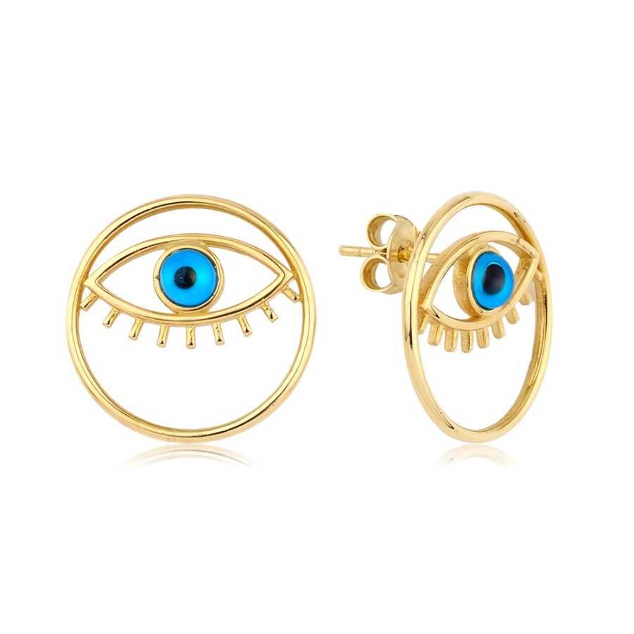 Gold Eye Hoop Earrings