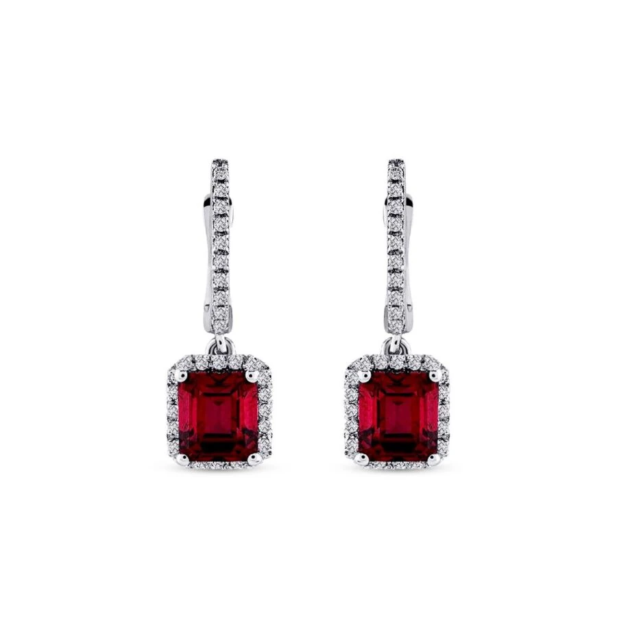 2.22 Carat Diamond Ruby Earrings