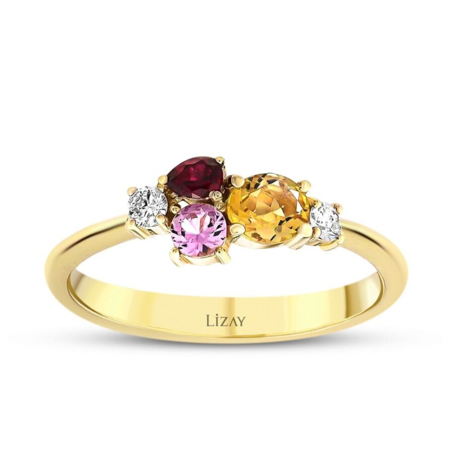 0.61 Carat Diamond Colored Stone Ring