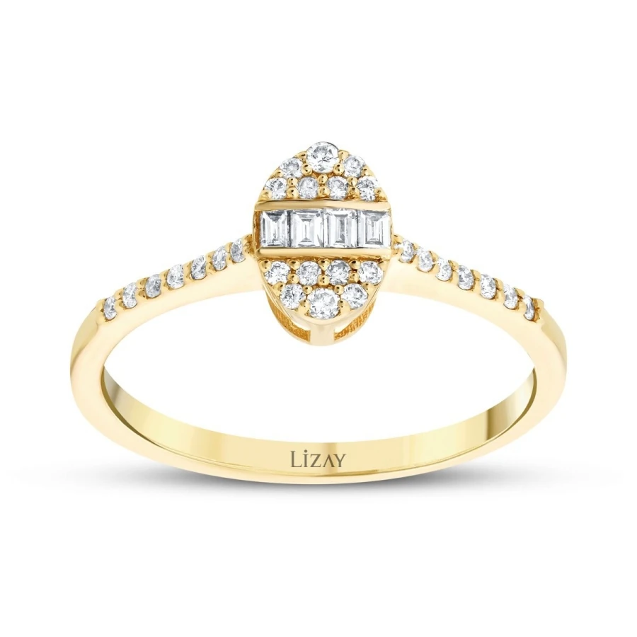 0.19 Carat Diamond Oval Baguette Ring