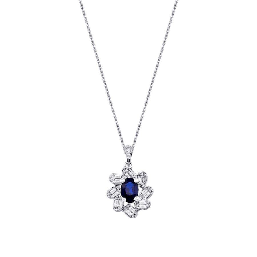 1.47 Carat Diamond Sapphire Necklace