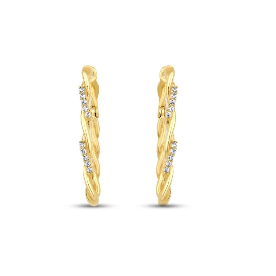 Gold Stone Twisted Earrings