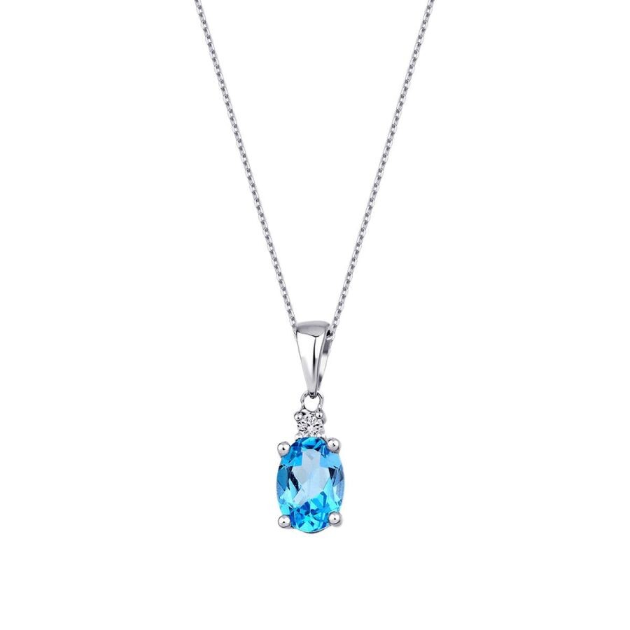 0.93 Carat Diamond Blue Topaz Necklace