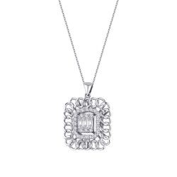 0,34 Karat Diamant Baguette Halskette