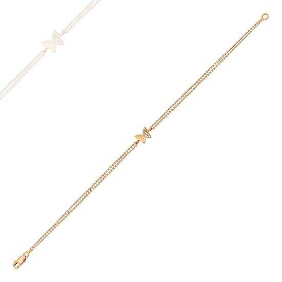 Gold Butterfly Double Chain Bracelet