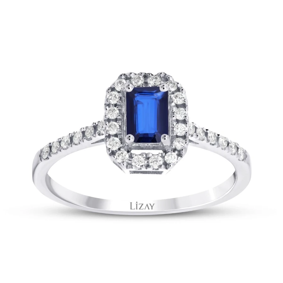 0.69 Carat Diamond Sapphire Ring