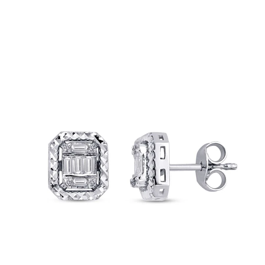 0.17 Carat Diamond Baguette Earrings
