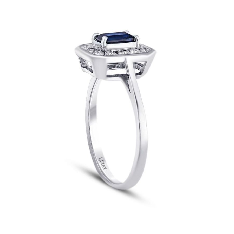0.79 Carat Diamond Sapphire Ring