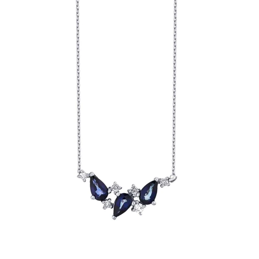 0.80 Carat Diamond Sapphire Necklace